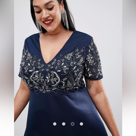 Lovedrobe Luxe (ASOS) Embellished V-Neck Midi Dress (US Size 28) - Picture 2 of 13